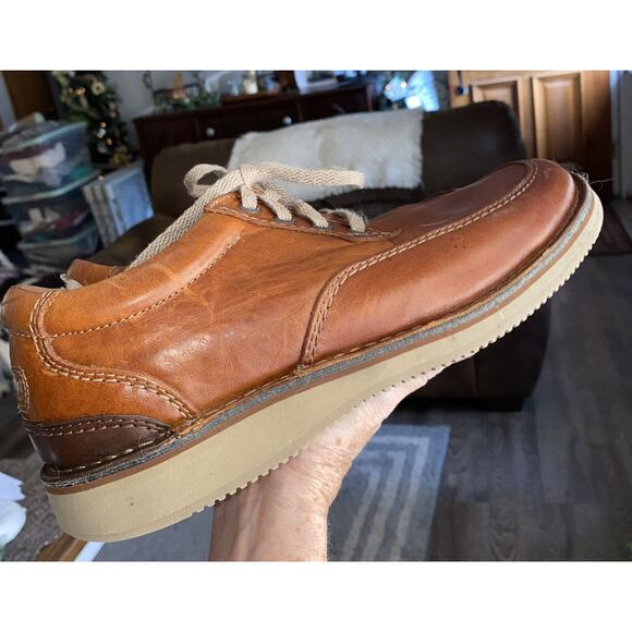 Mens Rockport Brown Leather Sz 10 Tie Trutech Full Arch Support Vibram Oxford - Picture 7 of 10